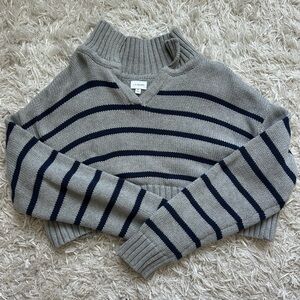 LA Hearts Gray Crewneck with Navy Stripes